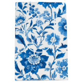 Modern trendy Blauw Wit chinoiserie bloemenfeest Medium Cadeauzakje (Voorkant)