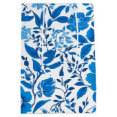 Modern trendy Blauw Wit chinoiserie bloemenfeest Medium Cadeauzakje (Achterkant)