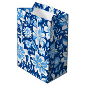 Modern trendy Blauw Wit chinoiserie bloemenfeest Medium Cadeauzakje (Achterkant Gekanteld)