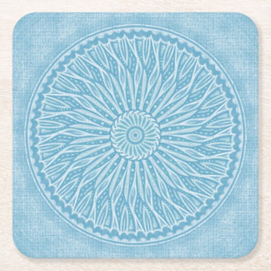 Modern trendy blauw wit en turquoise boho design kartonnen onderzetters (Voorkant)