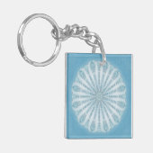 Modern trendy blauw wit en turquoise boho design sleutelhanger (Voorkant Links)