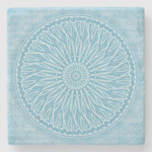 Modern trendy blauw wit en turquoise boho design stenen onderzetter