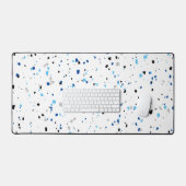 Modern Trendy Blauw Wit Terrazzo Patroon Bureaumat (Keyboard & Muis)