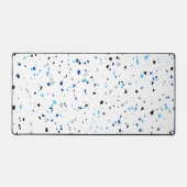 Modern Trendy Blauw Wit Terrazzo Patroon Bureaumat (Voorkant)