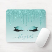 Modern Trendy Blauwgroen Glitter Lashes Stijlvol M Muismat (Met muis)