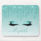 Modern Trendy Blauwgroen Glitter Lashes Stijlvol M Muismat (Voorkant)