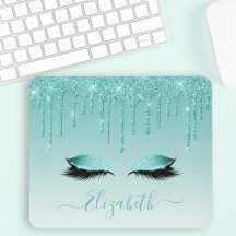 Modern Trendy Blauwgroen Glitter Lashes Stijlvol M