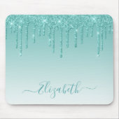 Modern Trendy Blauwgroen Glitter Stijlvol Manuscri Muismat (Voorkant)