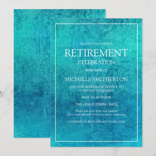 Modern Trendy Blauwgroen Turquoise Retirement Part Kaart (Voorkant / Achterkant)