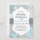 Modern trendy bloemen verjaardagsfeestje kaart (Voorkant)