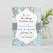 Modern trendy bloemen verjaardagsfeestje kaart (Staand voorkant)