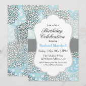 Modern trendy bloemen verjaardagsfeestje kaart (Voorkant / Achterkant)