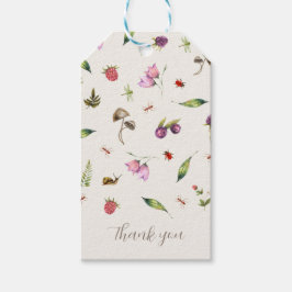 Modern Trendy Bloemeninsecten Woodland Dank u Cadeaulabel