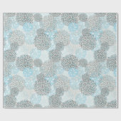Modern trendy bloemenpatroon blauw cadeaupapier (Vlak)