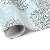 Modern trendy bloemenpatroon blauw cadeaupapier (Rol Hoek)