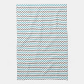 Modern Trendy Blue en Gray Chevron Theedoek (Verticaal)