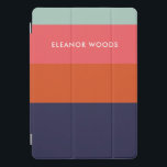 Modern Trendy Blue Geometric Striped Personalized iPad Pro Cover<br><div class="desc">Deze stijlvolle iPad-draagtas is voorzien van een modern geometrisch kleurenblok met striped vormgeving in een vet kleurenpalet van blauwgroen,  rood,  donkerroze en blauw van de marine,  aangepast aan de jouw naam. Geweldig cadeauidee!</div>