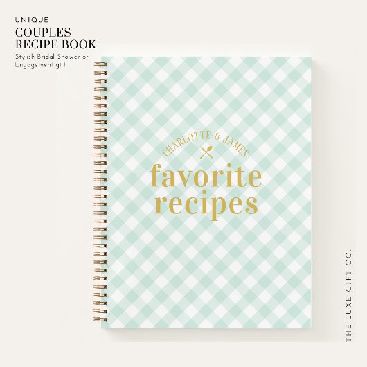 Modern Trendy Blue Gingham Passen getrouwd Recepte Notitieboek