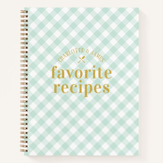 Modern Trendy Blue Gingham Passen getrouwd Recepte Notitieboek (Voorkant)
