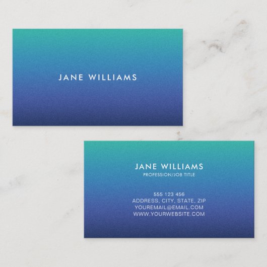 Modern Trendy Blue Gradient Minimalist Visitekaartje (Voorkant / Achterkant)