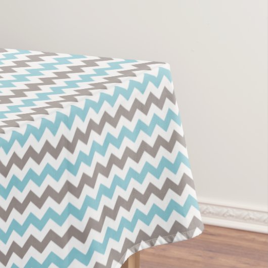Modern Trendy Blue Gray Chevron Pattern Tafelkleed (Voorbeeld)