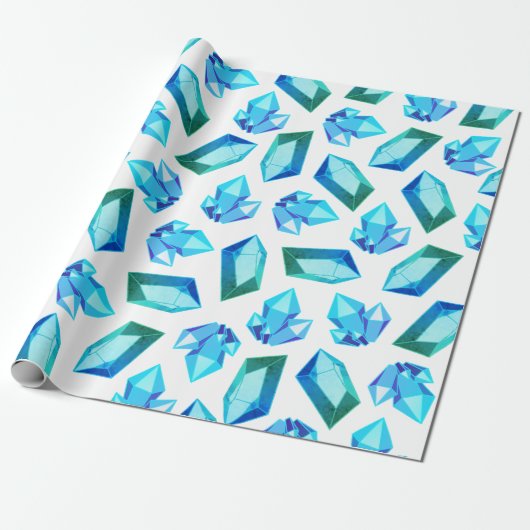 Modern Trendy Blue & Green Geode Gemstone Cadeaupapier (Uitgerold)