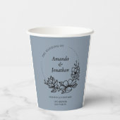 Modern Trendy Blue Leaf Wreath Wedding Papieren Bekers (Achterkant)