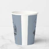 Modern Trendy Blue Leaf Wreath Wedding Papieren Bekers (Rechts)