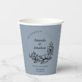 Modern Trendy Blue Leaf Wreath Wedding Papieren Bekers (Voorkant)