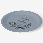 Modern Trendy Blue Leaf Wreath Wedding Papieren Bordje (Gekanteld)