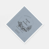 Modern Trendy Blue Leaf Wreath Wedding Servet (Hoek)