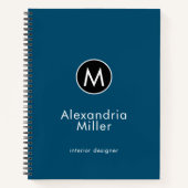 Modern Trendy Blue Monogram Notitieboek (Voorkant)