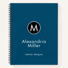 Modern Trendy Blue Monogram Notitieboek