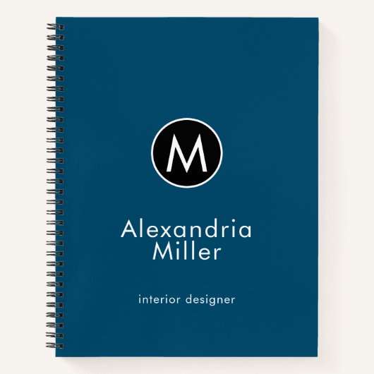 Modern Trendy Blue Monogram Notitieboek (Voorkant)