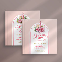 Modern trendy blush and gold petals prosecco gastenboek