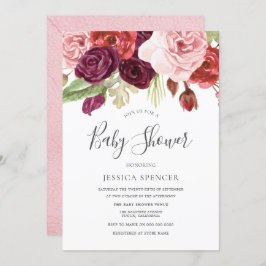 Modern Trendy Blush Floral Baby shower Invite Kaart