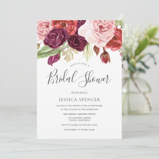 Modern Trendy Blush Floral Vrijgezellenfeest Invit Kaart (Staand voorkant)