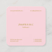 Modern Trendy Blush Roze Professioneel Elegant Vierkante Visitekaartje (Achterkant)