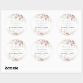 Modern Trendy Blush Roze Stoffig Roos Bloemen Brui Ronde Sticker (Vel)