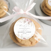 Modern Trendy Blush Roze Stoffig Roos Bloemen Brui Ronde Sticker