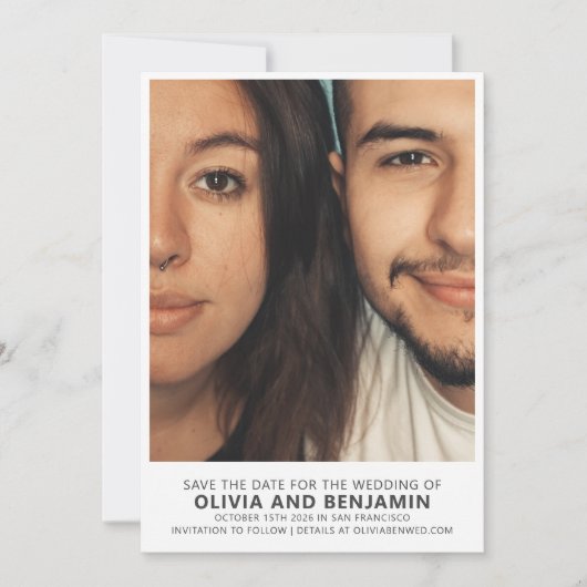 Modern Trendy Bold Typography Photo Wedding Save The Date (Voorkant)
