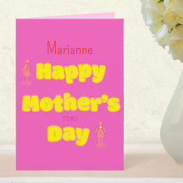 Modern Trendy Bright Pink Happy Mother's Day  Kaart