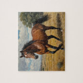 Modern trendy bruin paard lopen legpuzzel (Verticaal)