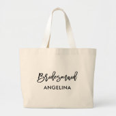 Modern Trendy Brush Script Bridesmaid Grote Tote Bag (Voorkant)