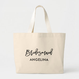Modern Trendy Brush Script Bridesmaid Grote Tote Bag