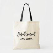 Modern Trendy Brush Script Bridesmaid Tote Bag (Voorkant)