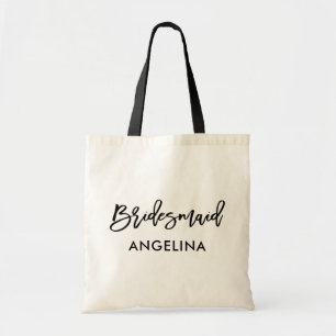 Modern Trendy Brush Script Bridesmaid Tote Bag