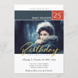 MODERN TRENDY BRUSH SCRIPT FOTO ELKE LEEFTIJD BIED KAART