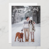 Modern Trendy Brush Script Happy Nieuwjaar Feestdagenkaart (Voorkant / Achterkant)