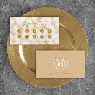 Modern Trendy Calligraphy Champagne Bokeh Lights Klantenkaartje